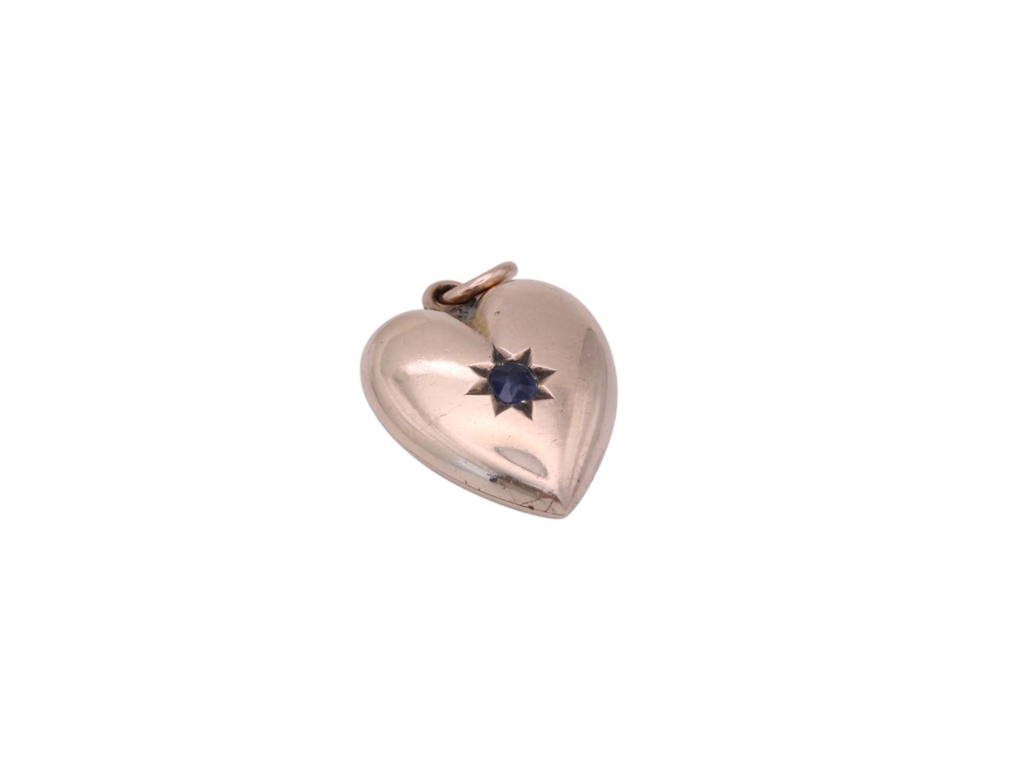 Antique 9ct Gold Sapphire Heart Pendant