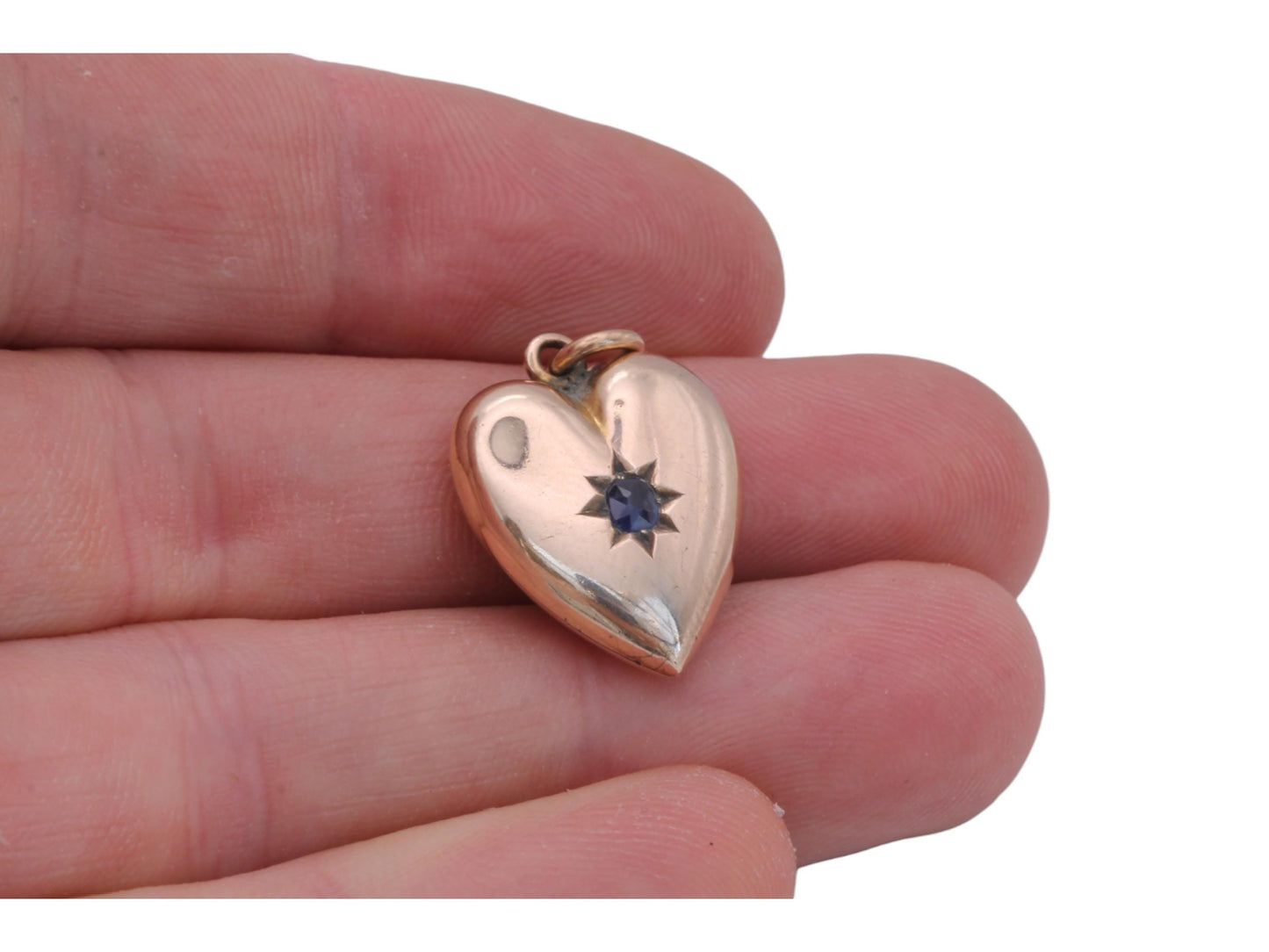 Antique 9ct Gold Sapphire Heart Pendant