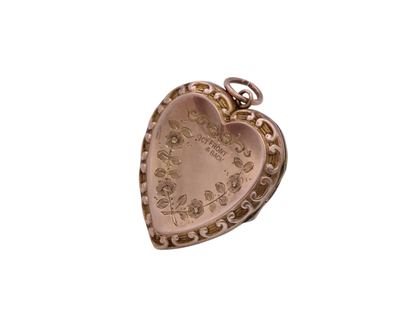 Antique 9ct Gold Heart Bouquet Of Flowers Locket