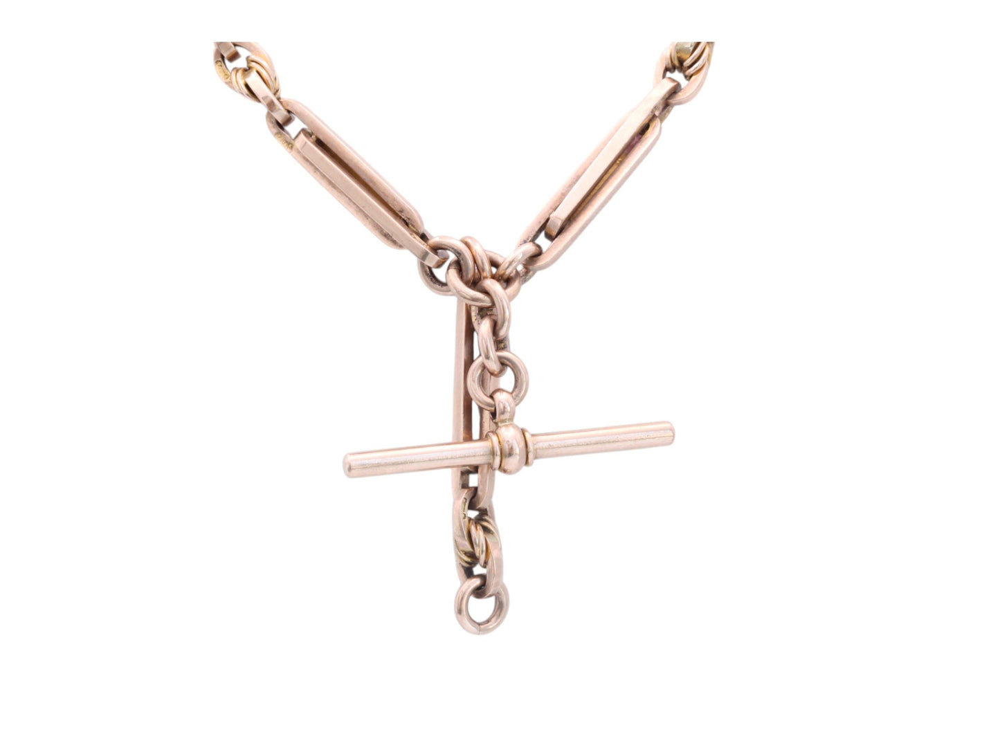 Antique 9ct Gold Fetter & Love Knot Link Double Albert Necklace Chain, 45g, 15.25"