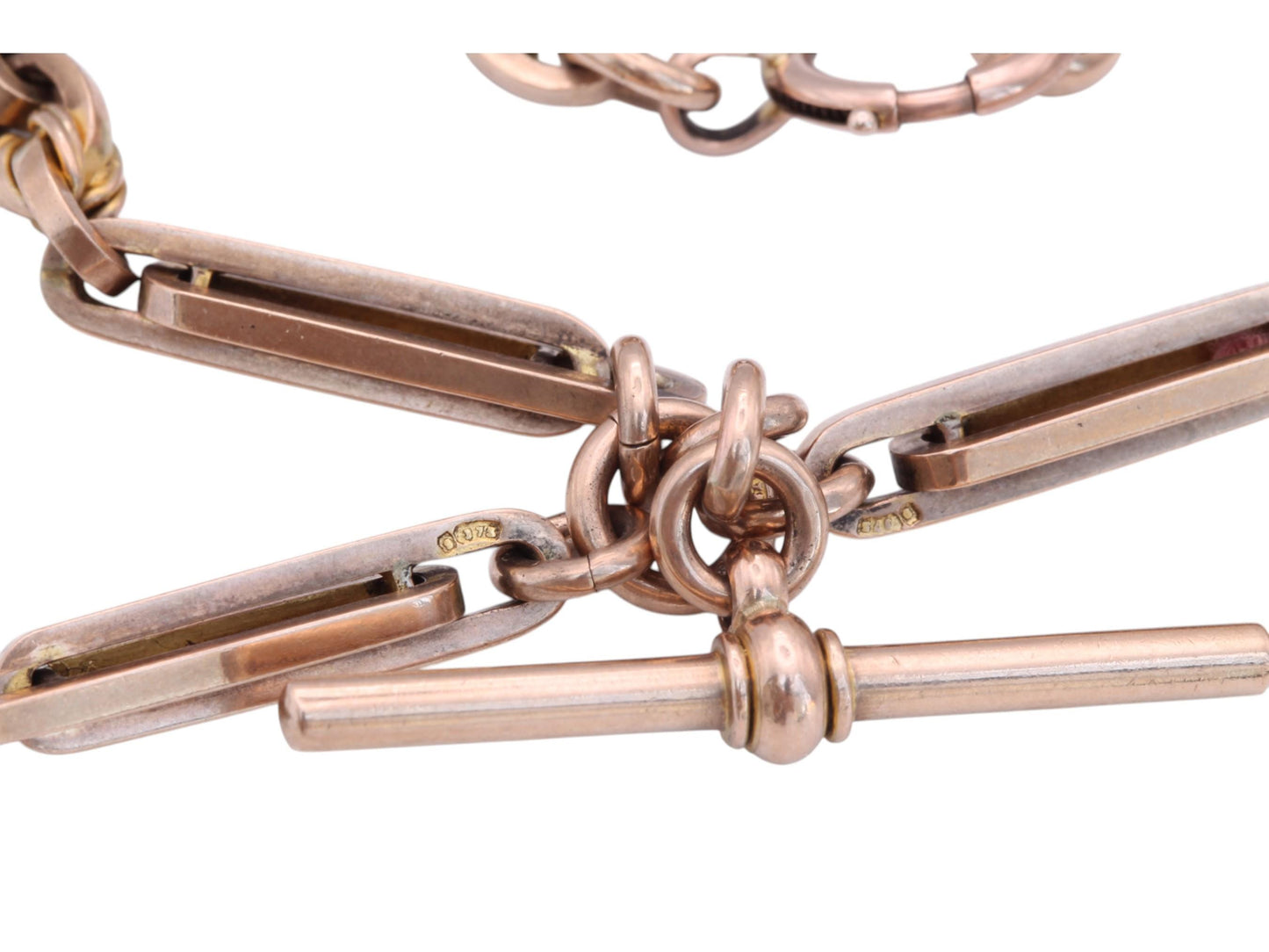 Antique 9ct Gold Fetter & Love Knot Link Double Albert Necklace Chain, 45g, 15.25"