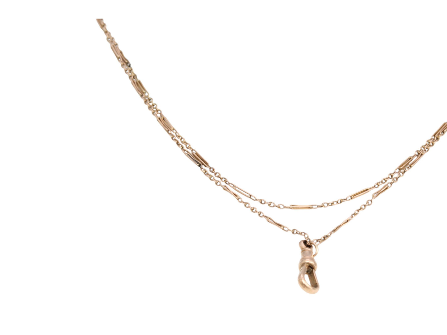 Antique 15ct Gold Trombone Link Long Guard, 53.5"