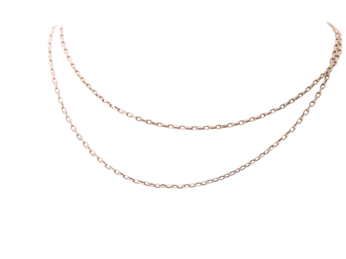 Antique 9ct Gold Fine Cable Link Necklace, 21.75"