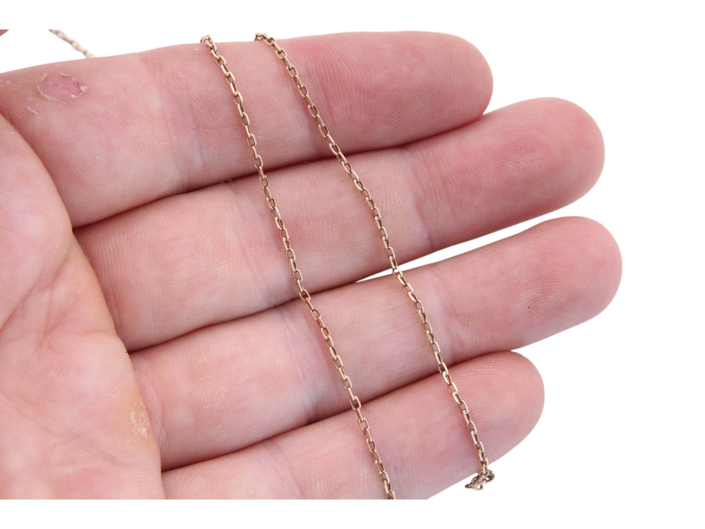 Antique 9ct Gold Fine Cable Link Necklace, 21.75"