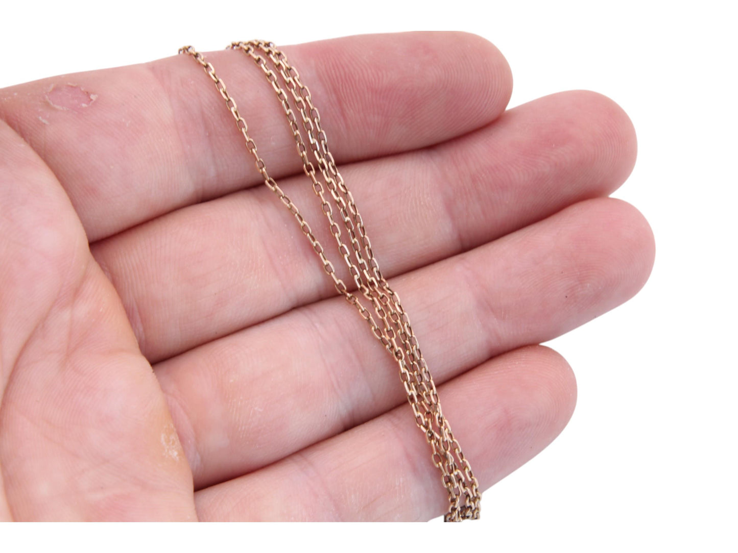Antique 9ct Gold Fine Cable Link Necklace, 21.75"