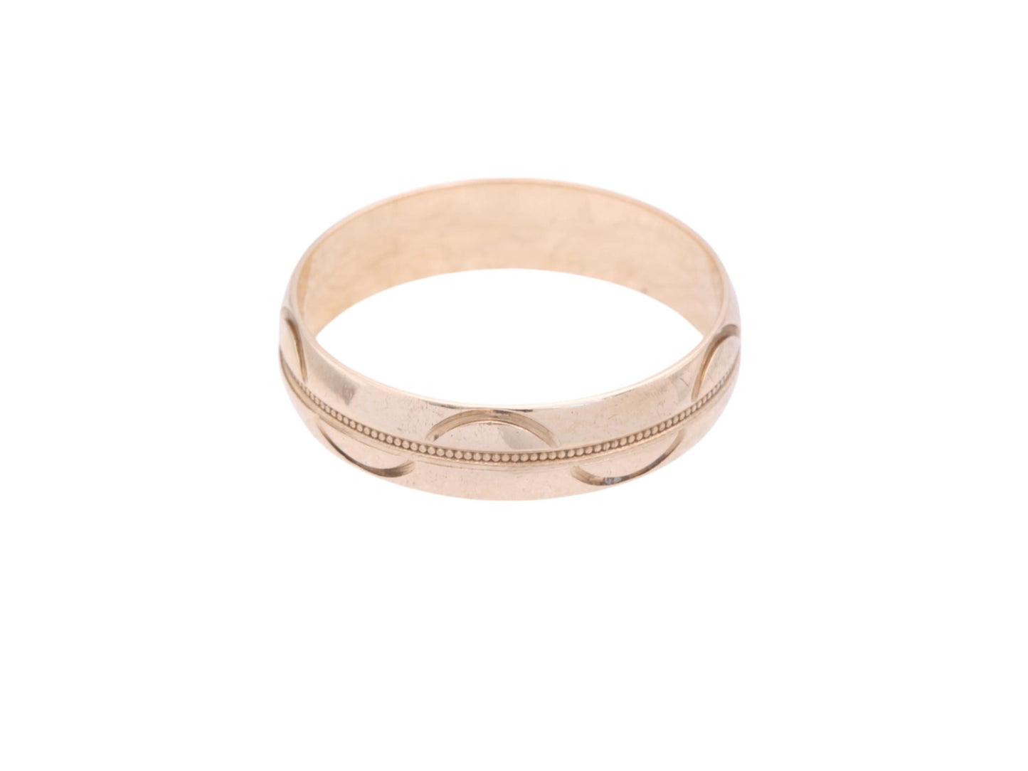 Vintage 9ct Gold Wave Pattern Wedding Band Ring