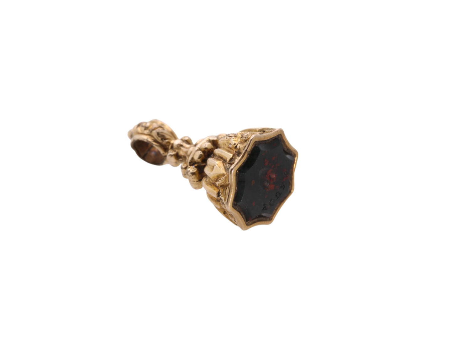 Antique 9ct Gold Cased Love Heart 'YOURS' Intaglio Pendant