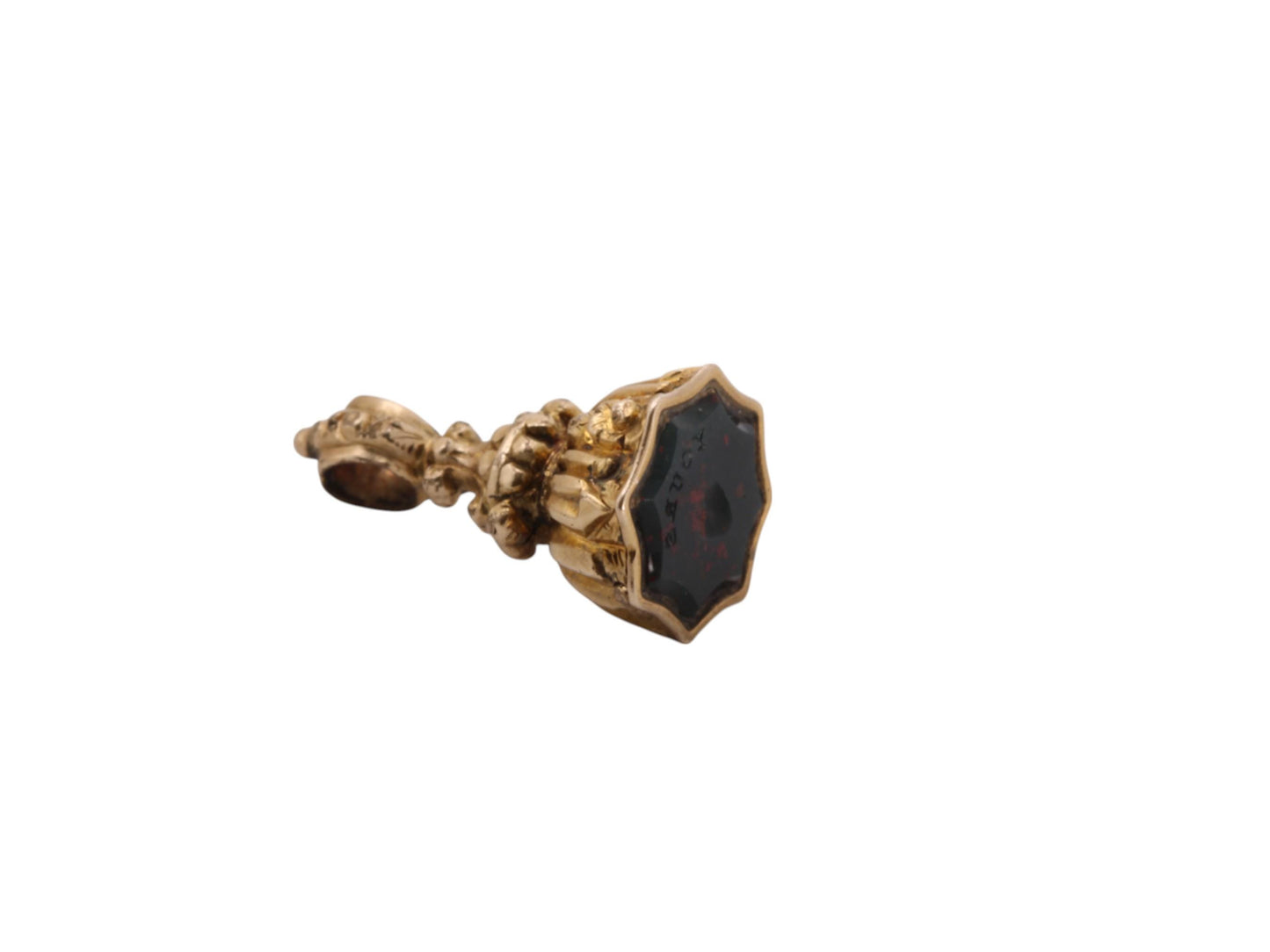 Antique 9ct Gold Cased Love Heart 'YOURS' Intaglio Pendant