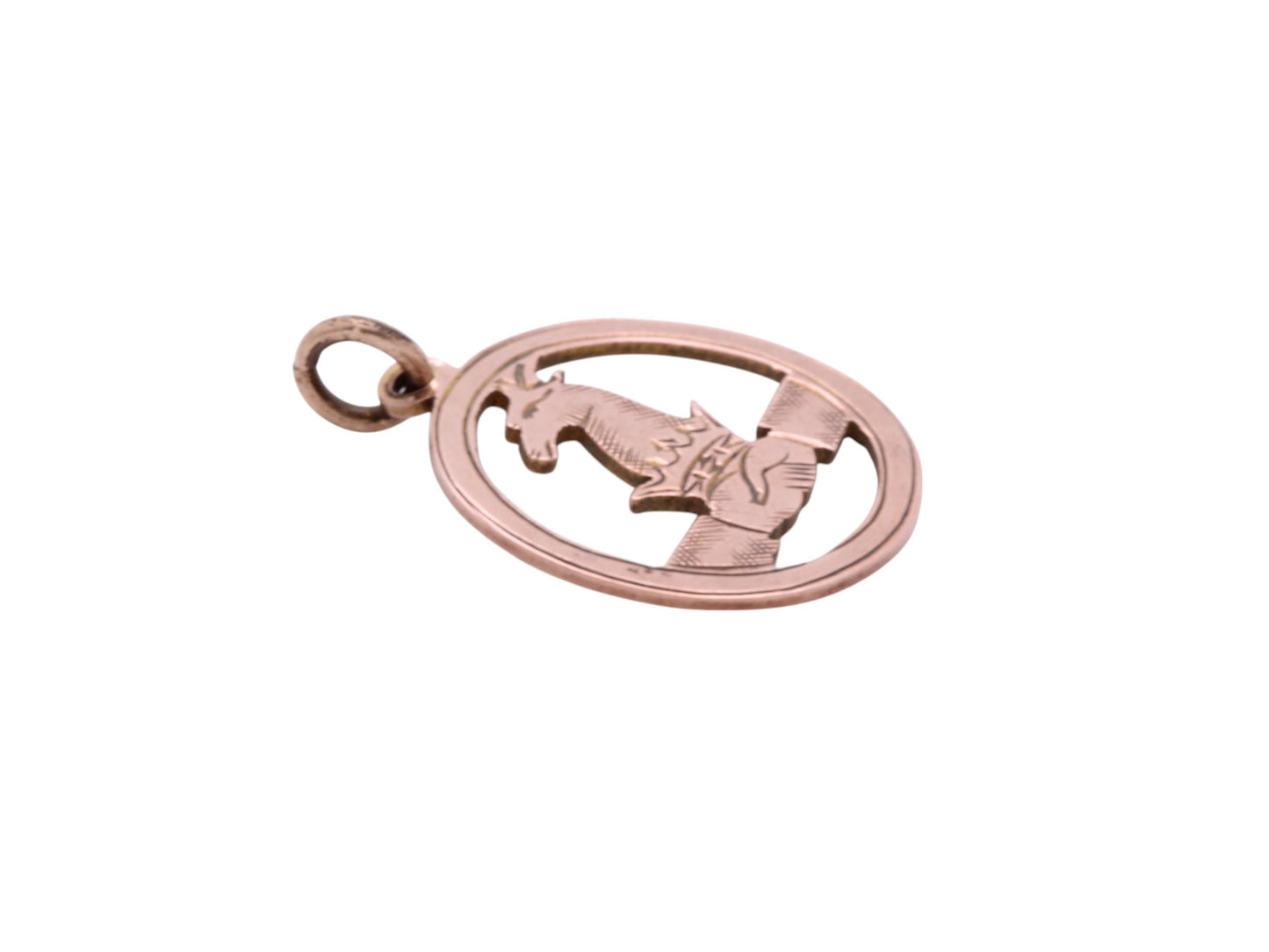 Antique 9ct Rose Gold Heraldic Stag Pendant
