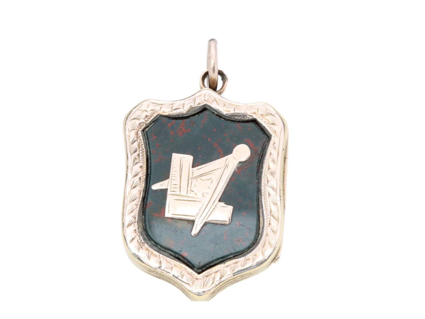 Antique 9ct Gold Masonic Bloodstone Shield Locket