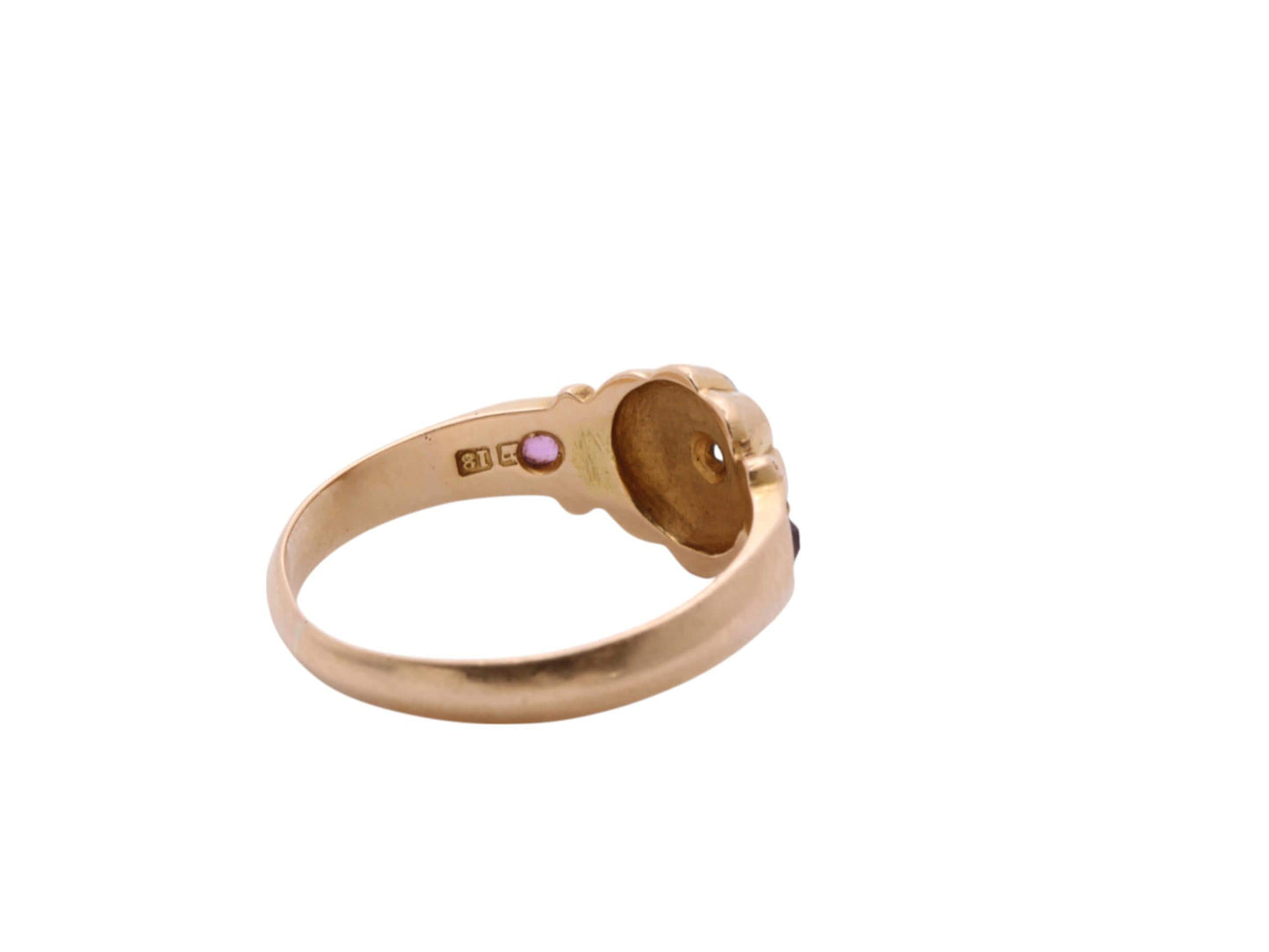 Antique 18ct Gold Diamond, Ruby & Pearl Flower Ring, 1894
