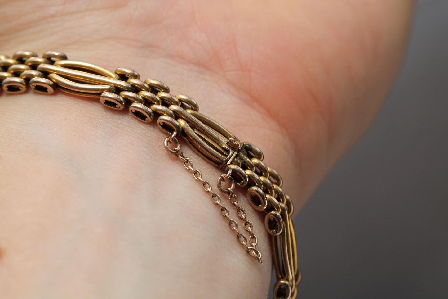 Antique 9ct Gold Amethyst Bracelet, 7"