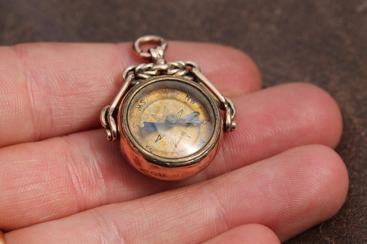 Antique 9ct Gold Carnelian Compass Pendant, 1891