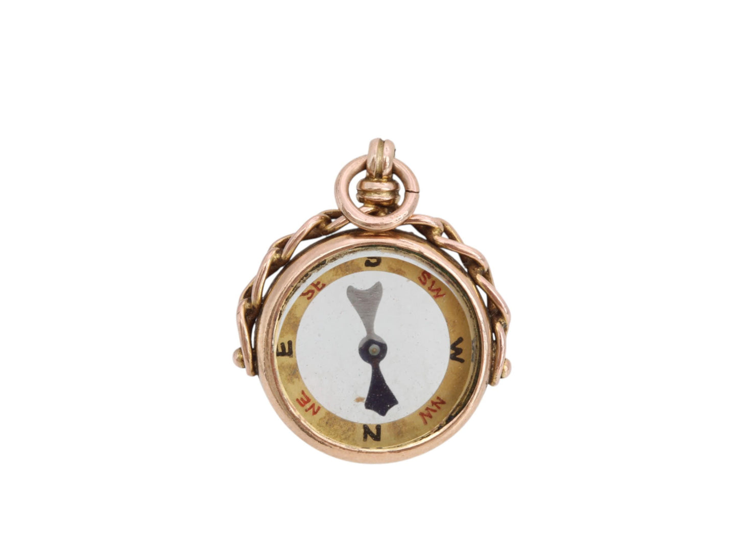 Antique 9ct Rose Gold Compass Pendant, 1924