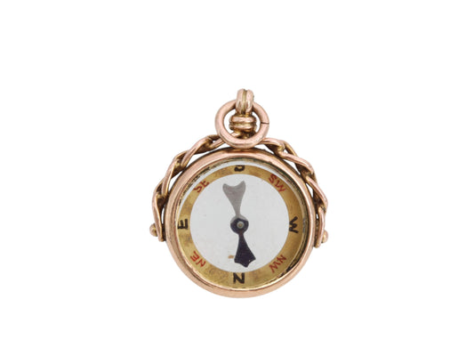 Antique 9ct Rose Gold Compass Pendant, 1924