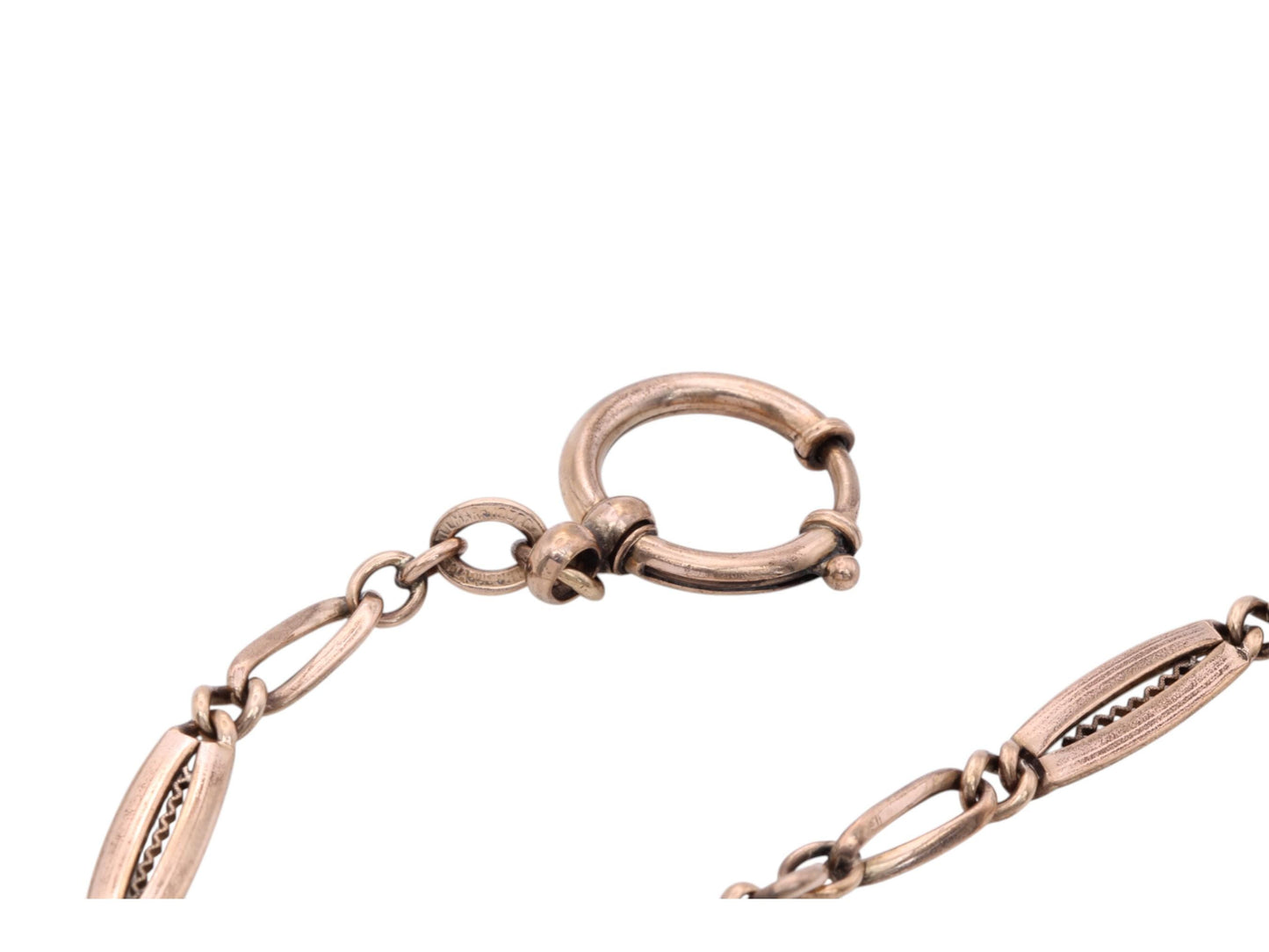 Antique 9ct Rolled Gold Albert Chain Large Bolt Clasp, 12.5"