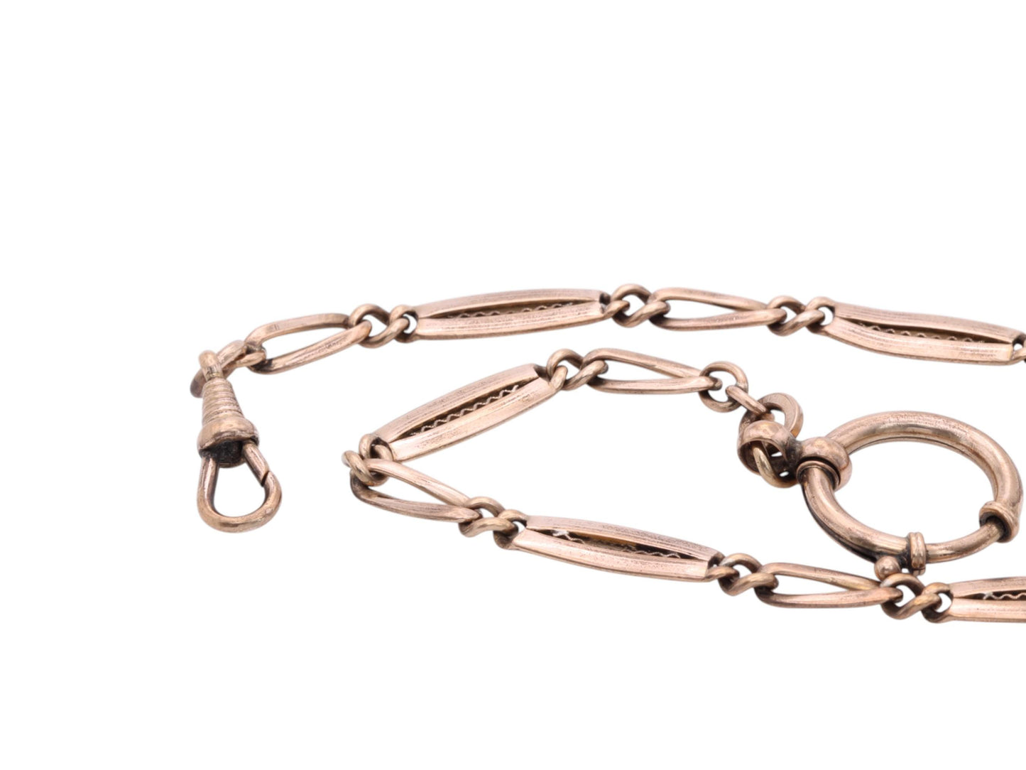 Antique 9ct Rolled Gold Albert Chain Large Bolt Clasp, 12.5"