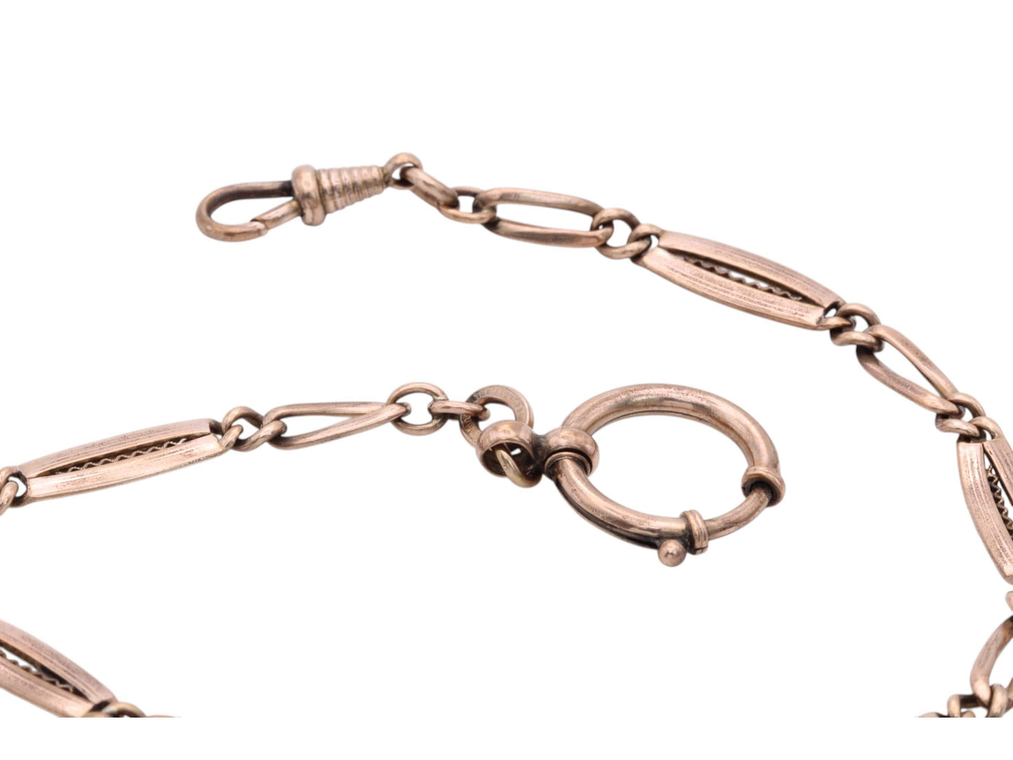Antique 9ct Rolled Gold Albert Chain Large Bolt Clasp, 12.5"