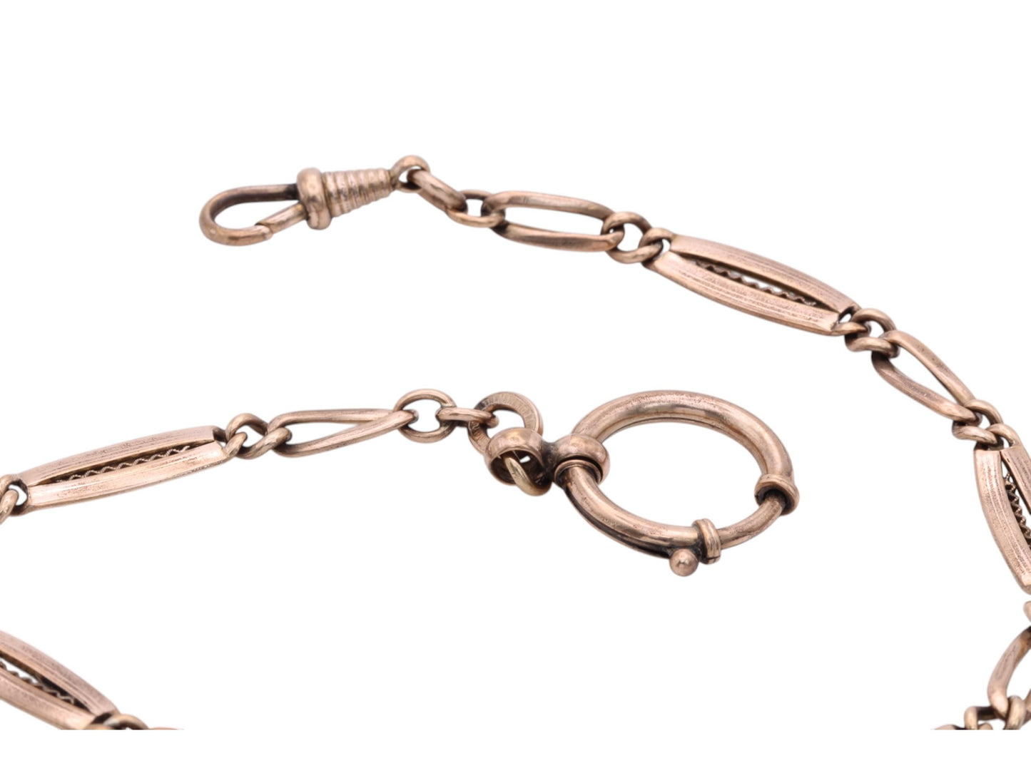 Antique 9ct Rolled Gold Albert Chain Large Bolt Clasp, 12.5"