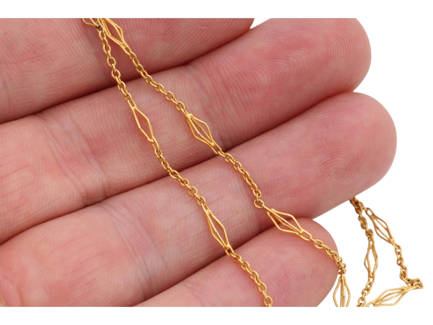 Antique 15ct Gold Fancy Link Necklace, 17.5"