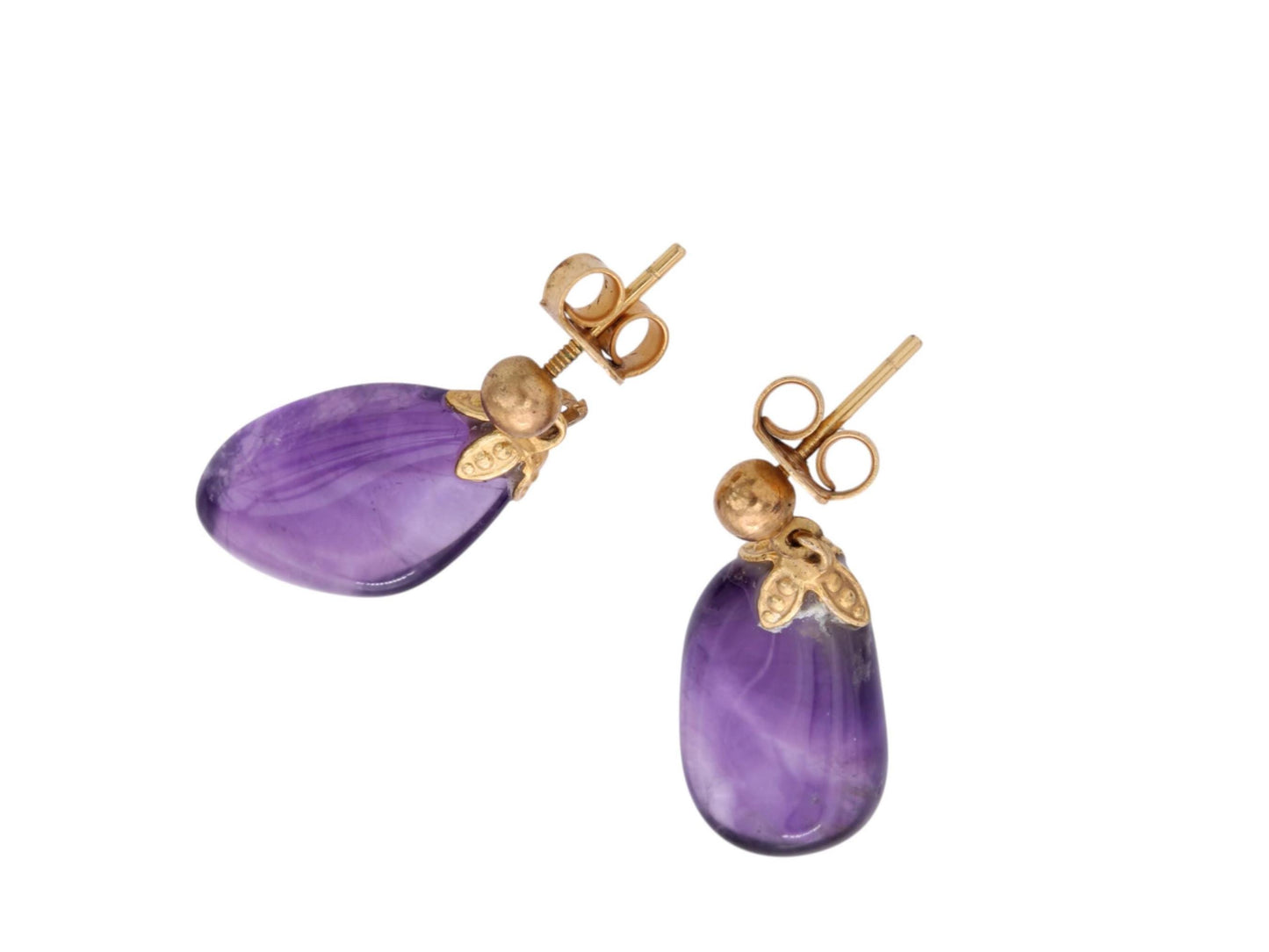 Vintage 9ct Gold Amethyst Drop Earrings