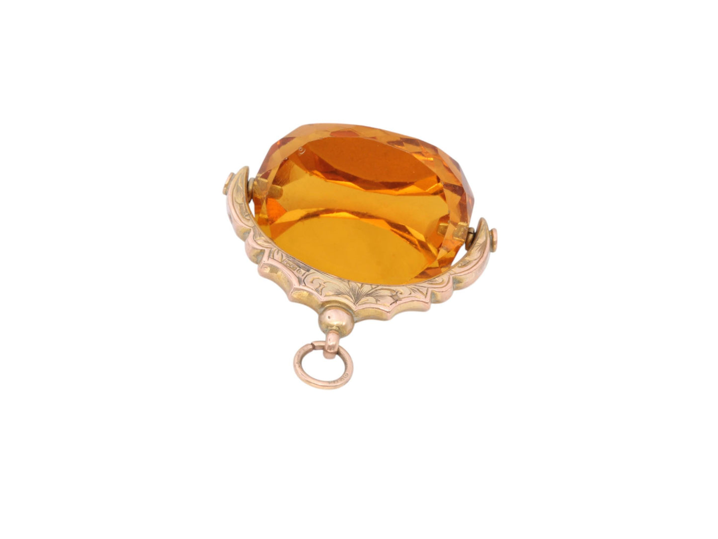 Antique 9ct Gold Citrine Spinner Pendant