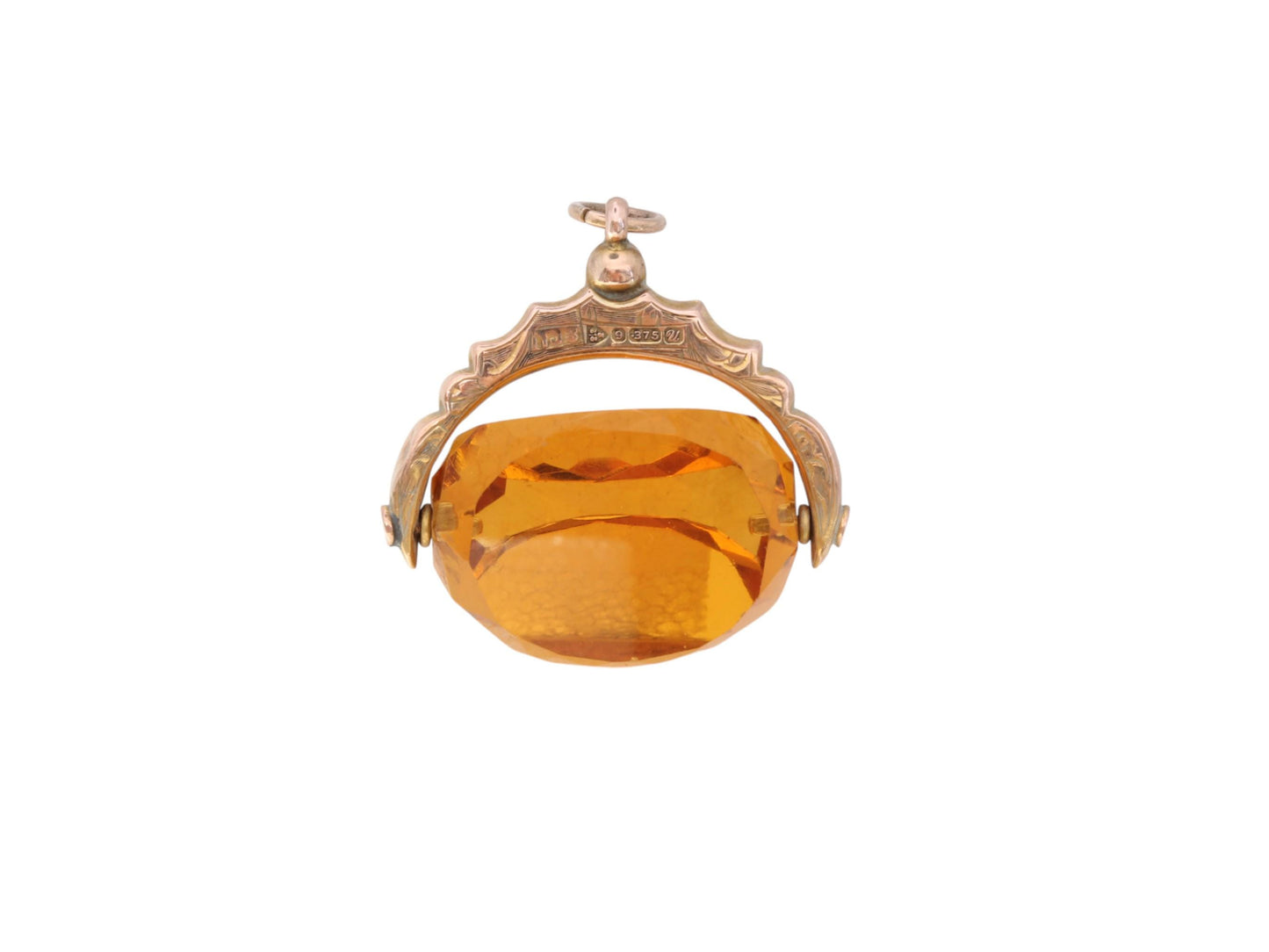 Antique 9ct Gold Citrine Spinner Pendant