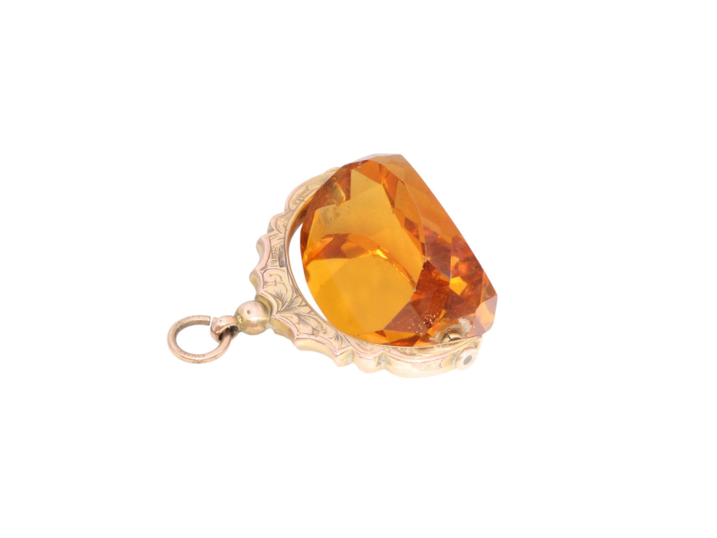 Antique 9ct Gold Citrine Spinner Pendant