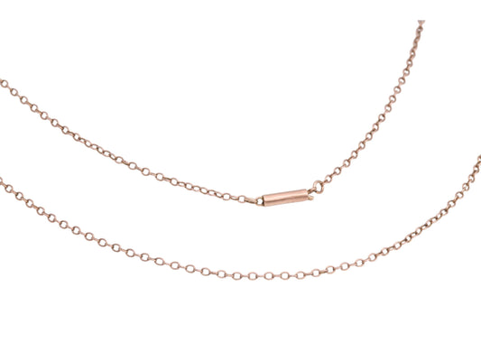 Antique 9ct Rose Gold Dainty Rolo Link Necklace, 17.75"
