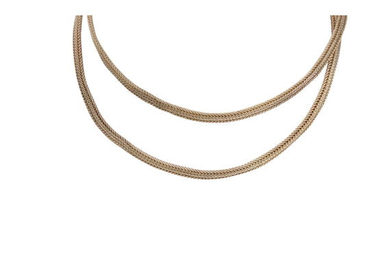 Antique 9ct Yellow Gold Foxtail Link Necklace, 16.5"