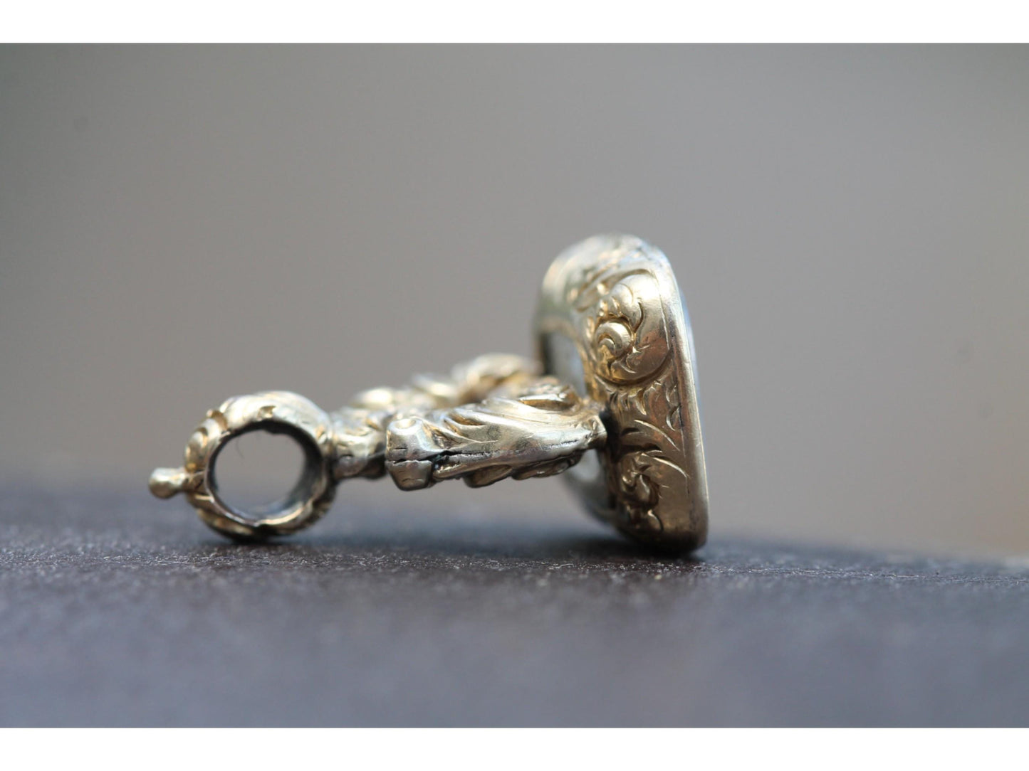 Antique 15ct Gold Intaglio Love Heart "To Be Exchanged Not Sold" Seal Pendant