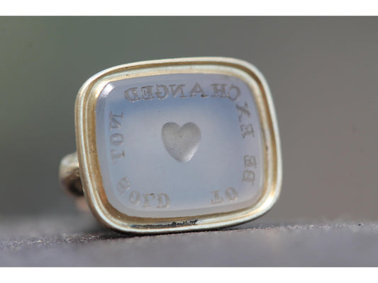 Antique 15ct Gold Intaglio Love Heart "To Be Exchanged Not Sold" Seal Pendant