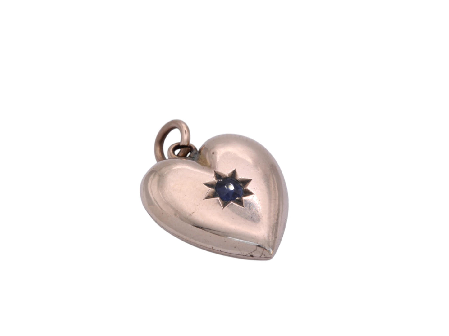 Antique 9ct Gold Sapphire Heart Pendant