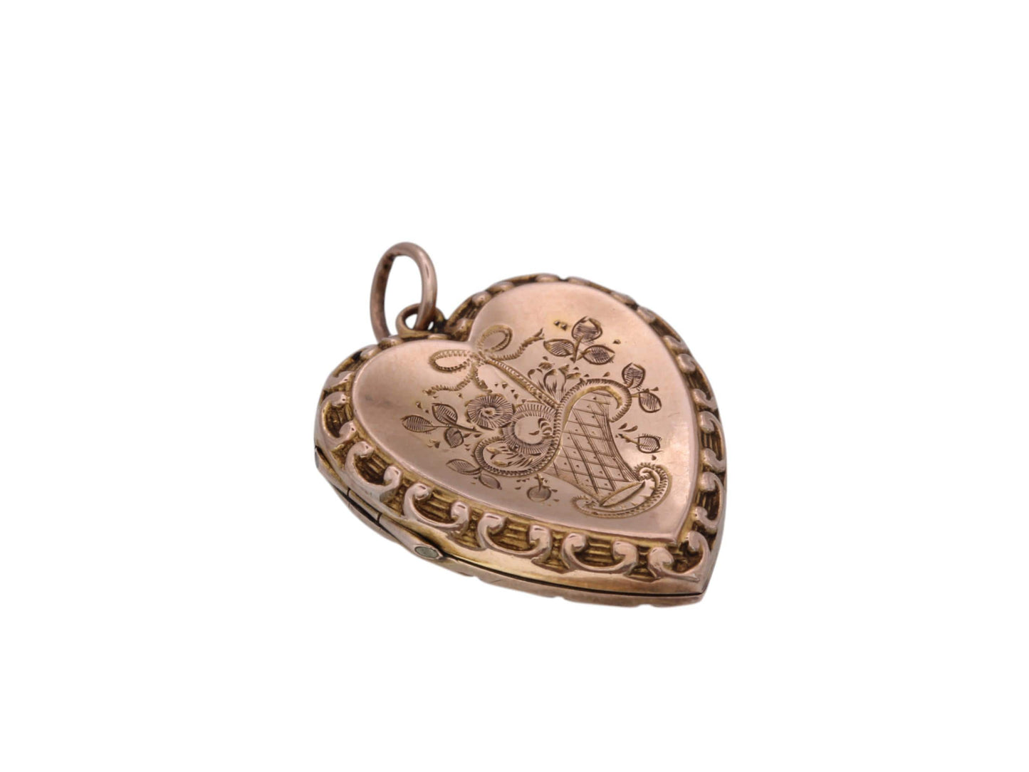 Antique 9ct Gold Heart Bouquet Of Flowers Locket