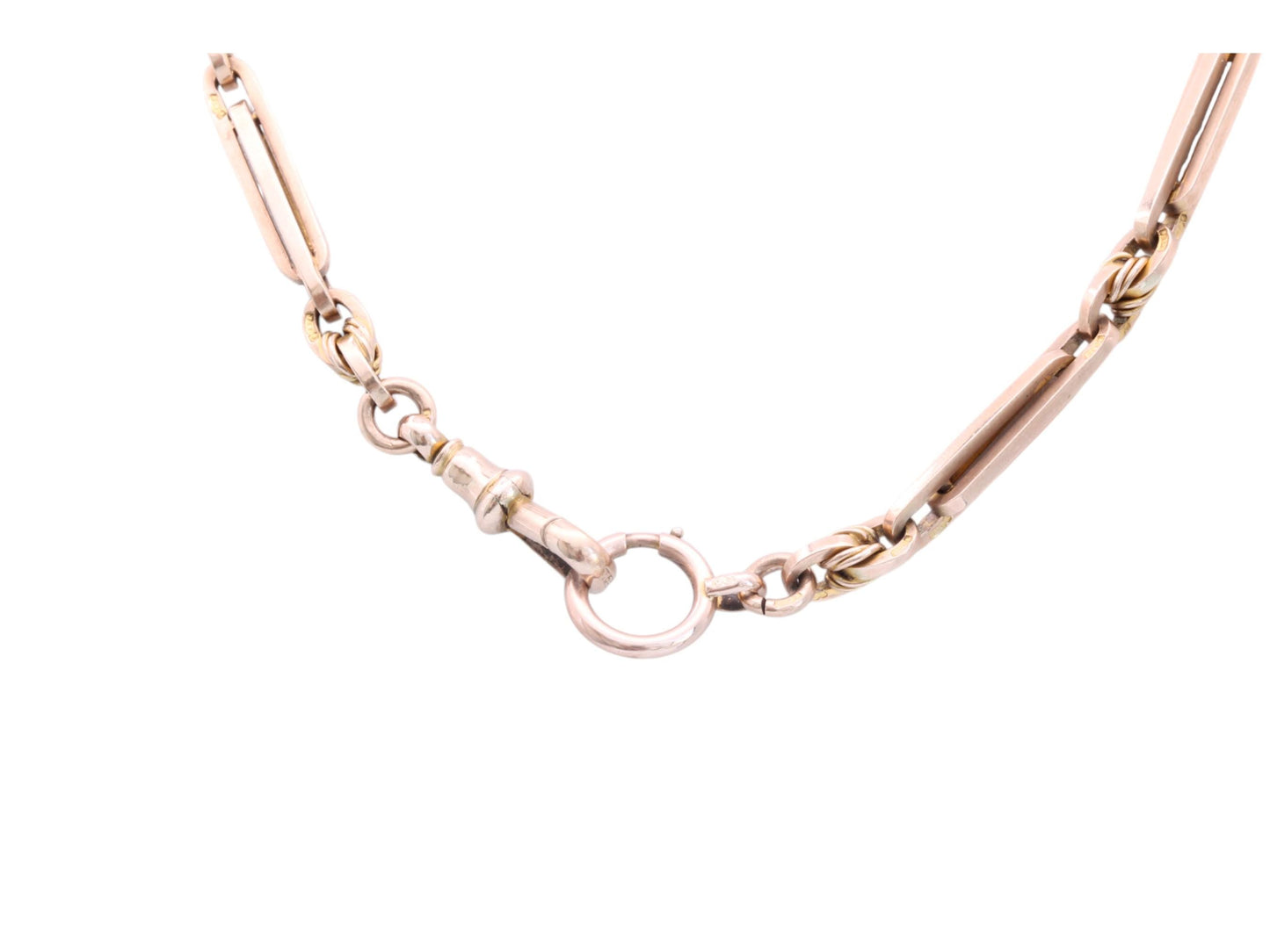 Antique 9ct Gold Fetter & Love Knot Link Double Albert Necklace Chain, 45g, 15.25"