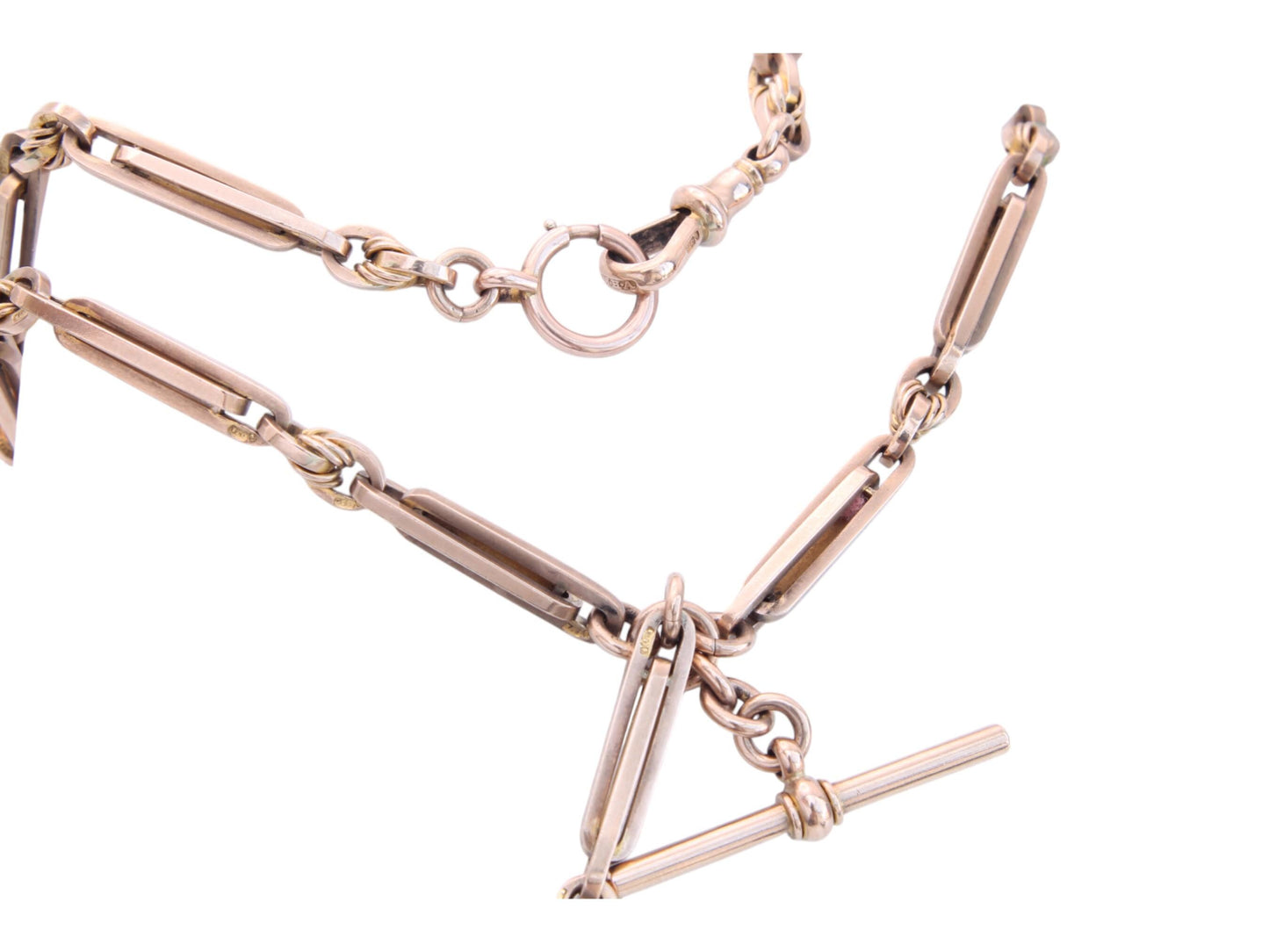 Antique 9ct Gold Fetter & Love Knot Link Double Albert Necklace Chain, 45g, 15.25"