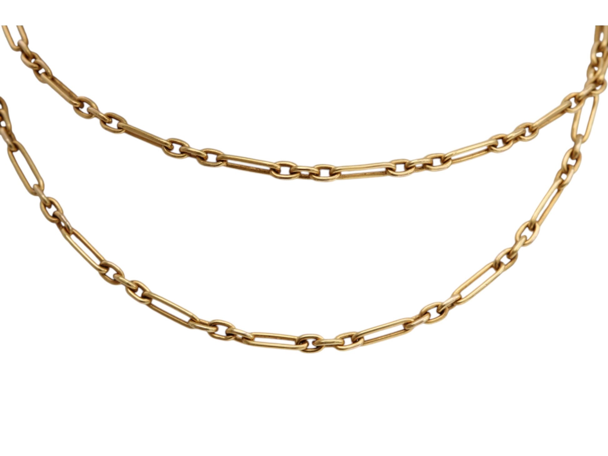 Antique-15ct-Yellow-Gold-Trombone-Link-Necklace,-15"