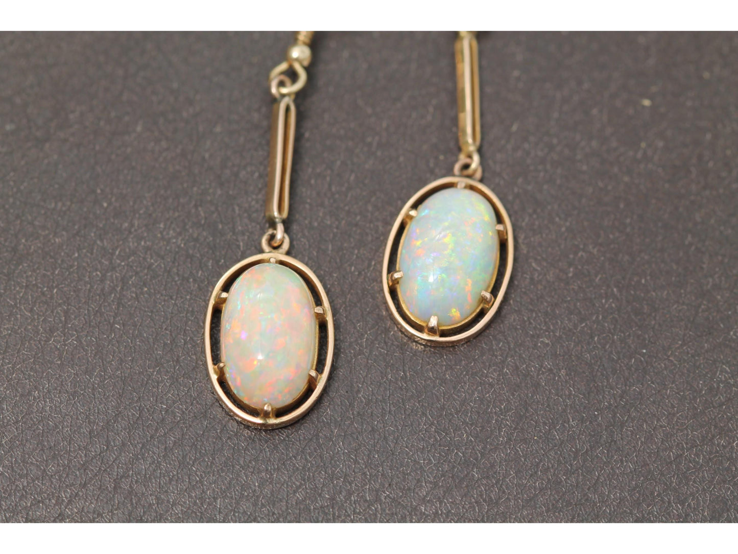 Antique Edwardian 15ct Yellow Gold Opal Drop Earrings