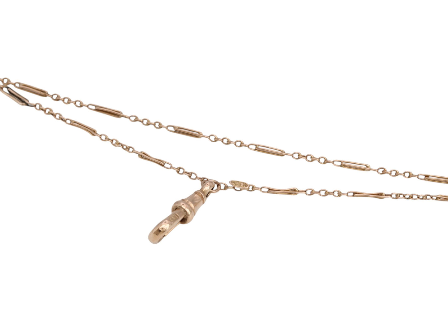 Antique 15ct Gold Trombone Link Long Guard, 53.5"