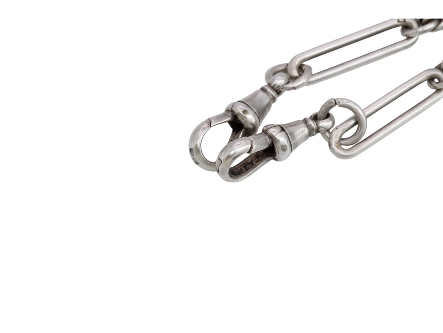 Antique Sterling Silver Trombone Lovers Knot Link Albert Chain, 14.5"