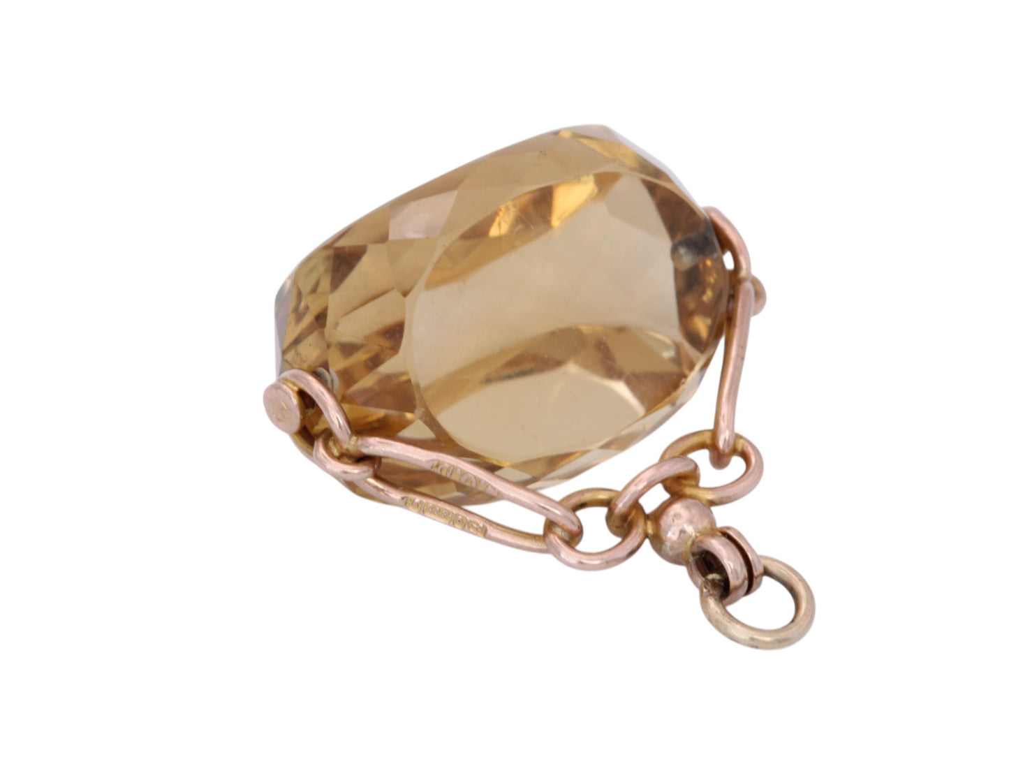 Antique 9ct Gold Citrine Spinner Pendant, 1906