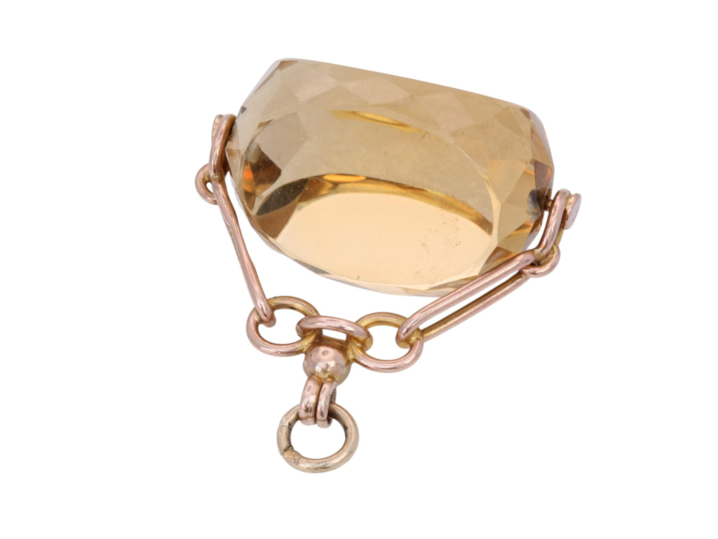 Antique 9ct Gold Citrine Spinner Pendant, 1906