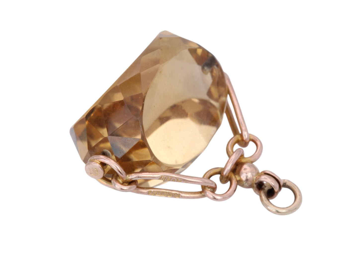 Antique 9ct Gold Citrine Spinner Pendant, 1906