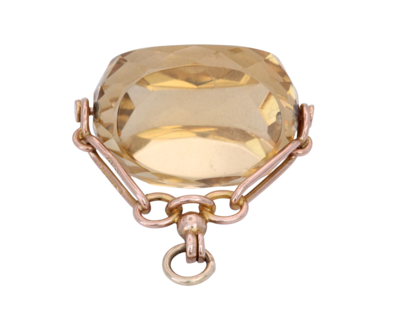 Antique 9ct Gold Citrine Spinner Pendant, 1906