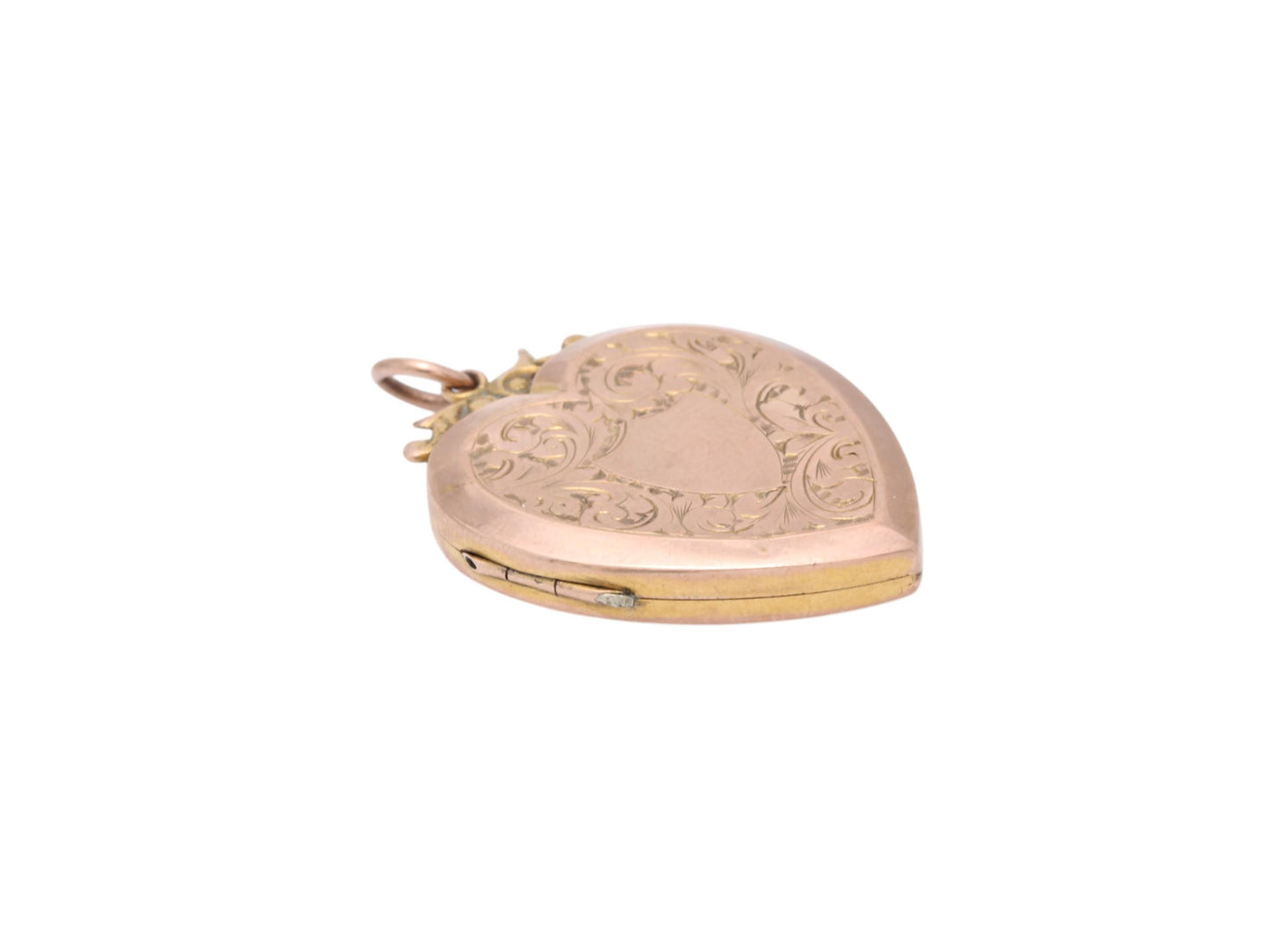 Antique 9ct Rose Gold Large Chased Heart Locket