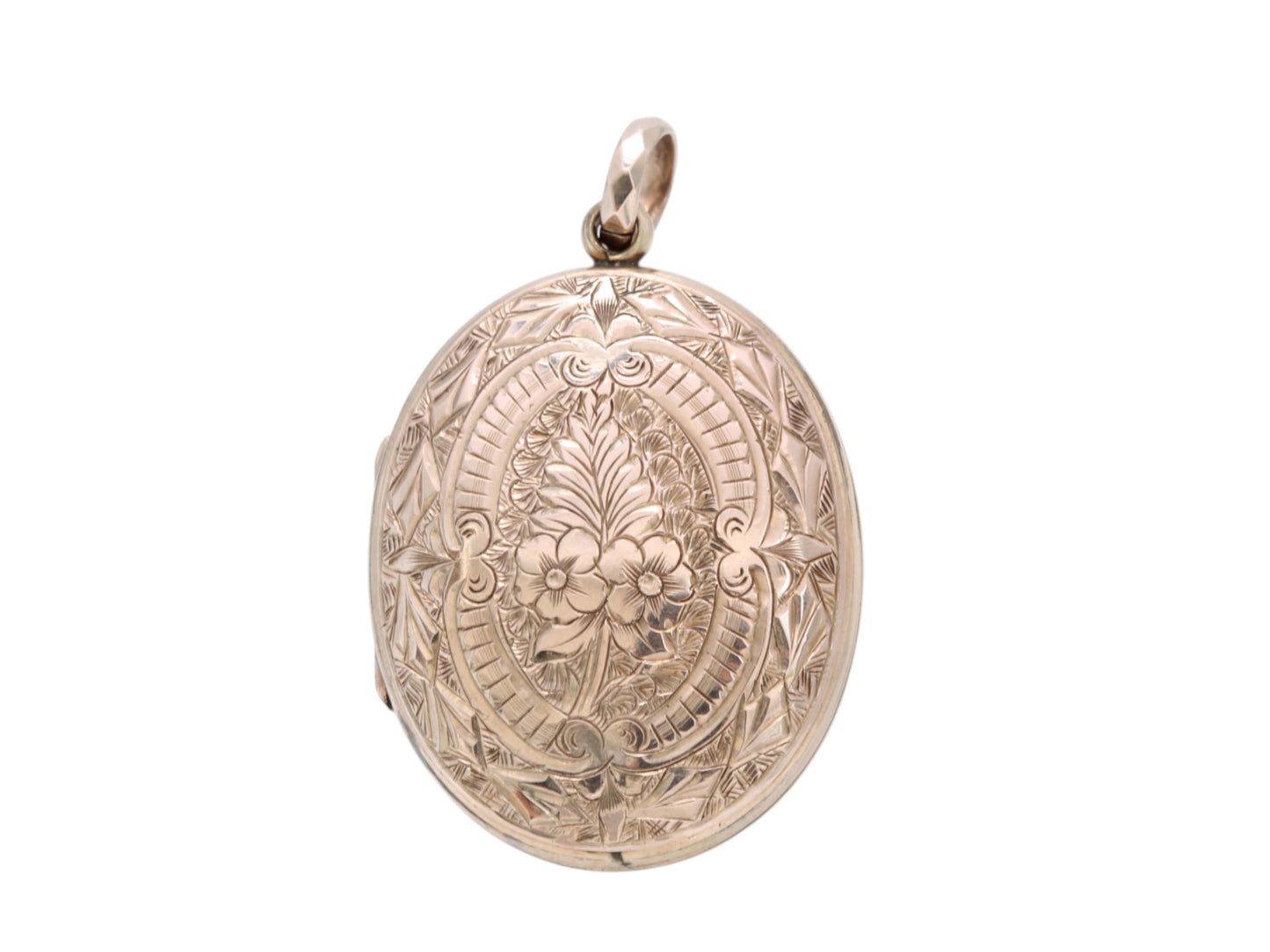 Antique 9ct Rose Gold Forget Me Not Chased Locket