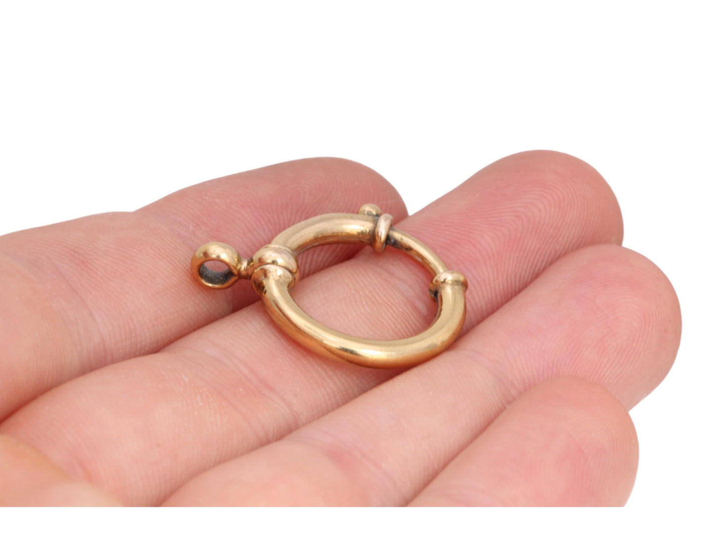 Antique Large 9ct Rolled Gold Bolt Spring Clasp Ring, 20mm