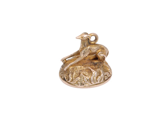 Antique 9ct Gold Greyhound Dog Pendant Fob