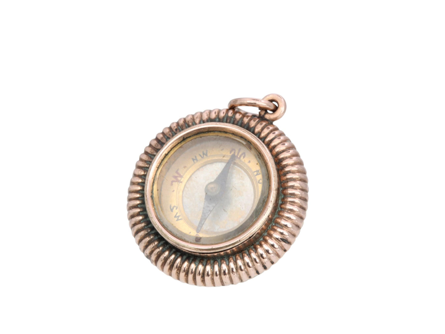 Antique 9ct Rose Gold Filled Essex Crystal Horse Compass Pendant