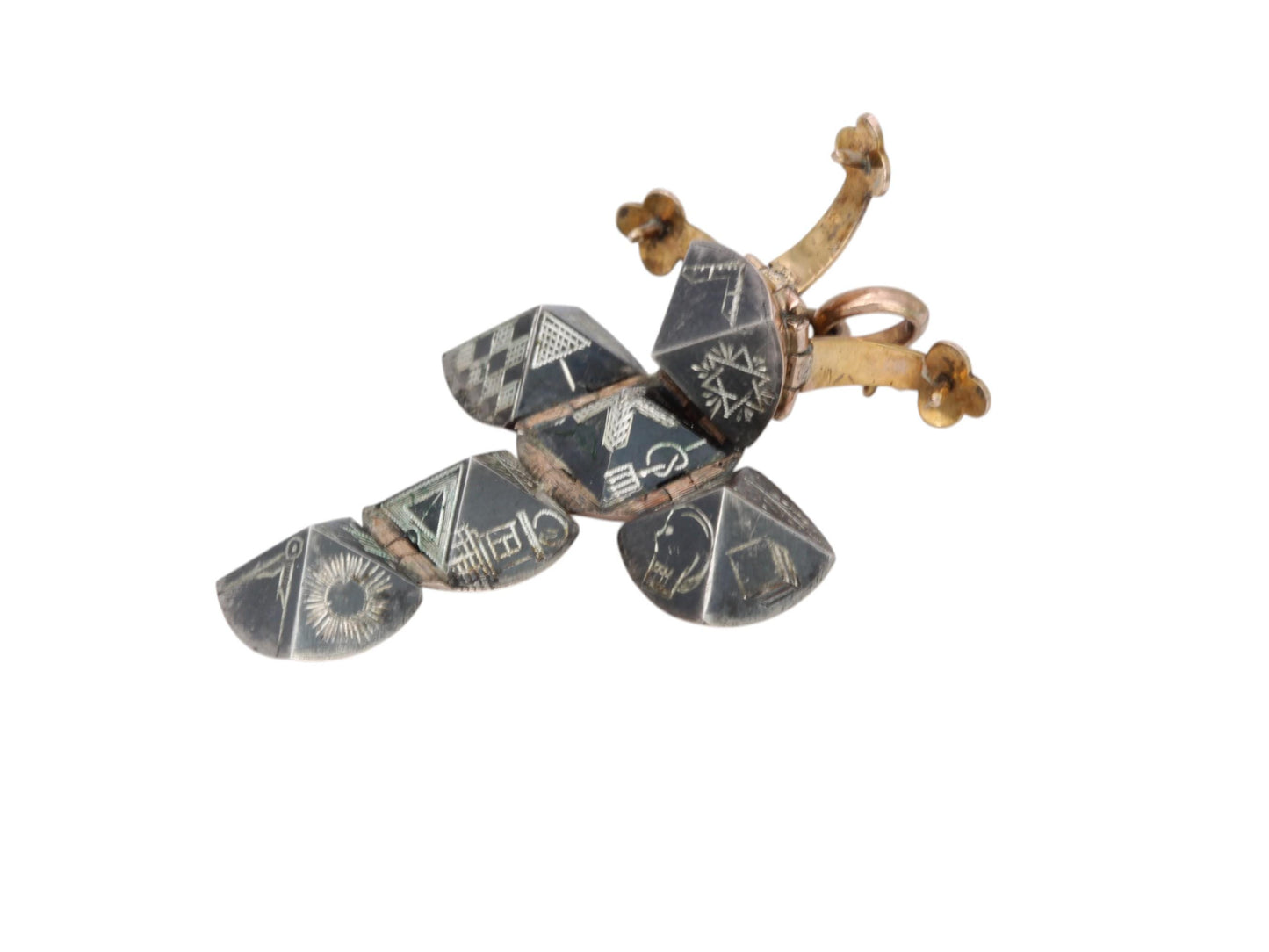 Antique 9ct Gold Masonic Opening Orb Ball Pendant